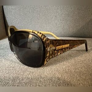 Betsey Johnson Leopard Print Sunglasses with Black Lenses